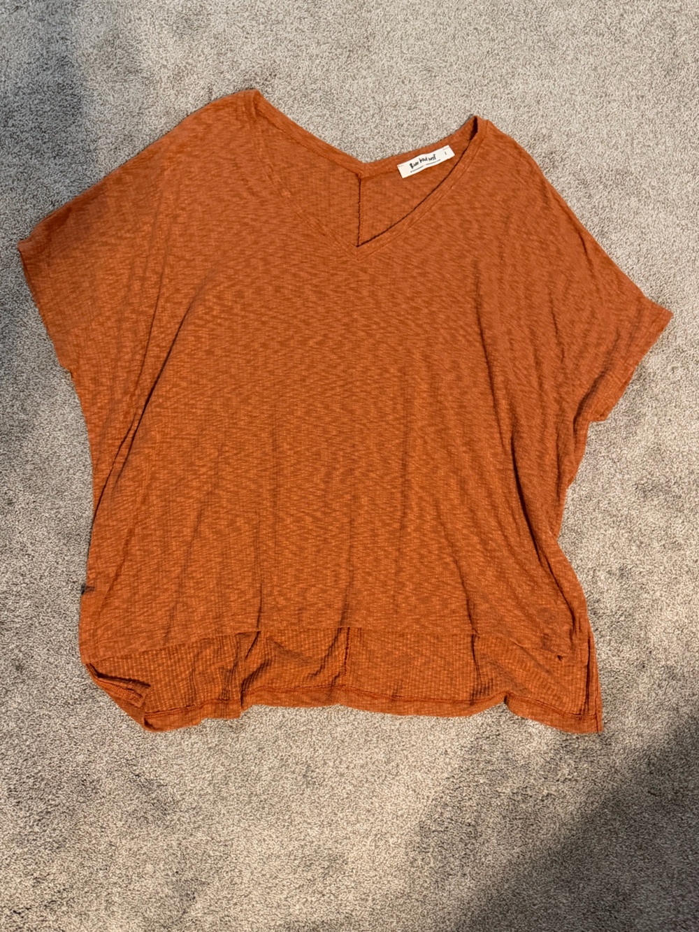 Three Bird Nest Burnt Orange V-Neck Textured Tunic